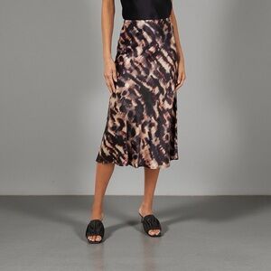 Rails Anya Midi Skirt Size M Mirage Satin Slip Pull On Stretch Waist Casual